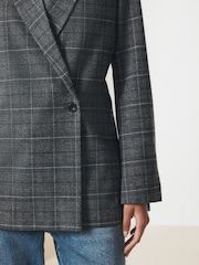 Grey/Blue Check Asymmetric Blazer - Image 5 of 9