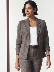Brown Check Single Breasted Blazer - Image 3 of 8