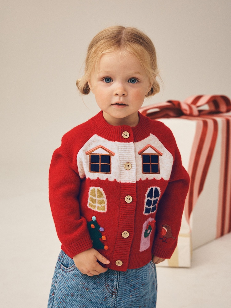 Red House Christmas Cardigan (3mths-7yrs) - Image 2 of 8 Red House Christmas Cardigan (3mths-7yrs) - Image 2 of 8