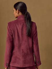 Burgundy Red Cord Double Breasted Relaxed Blazer - Image 5 of 9