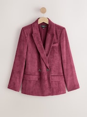 Burgundy Red Cord Double Breasted Relaxed Blazer - Image 6 of 9