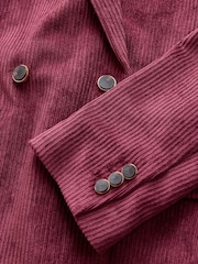Burgundy Red Cord Double Breasted Relaxed Blazer - Image 8 of 9
