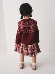 Berry and Pink Fairisle Jumper and Check Skirt Set (3mths-7yrs) - Image 3 of 5