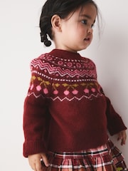 Berry and Pink Fairisle Jumper and Check Skirt Set (3mths-7yrs) - Image 5 of 5