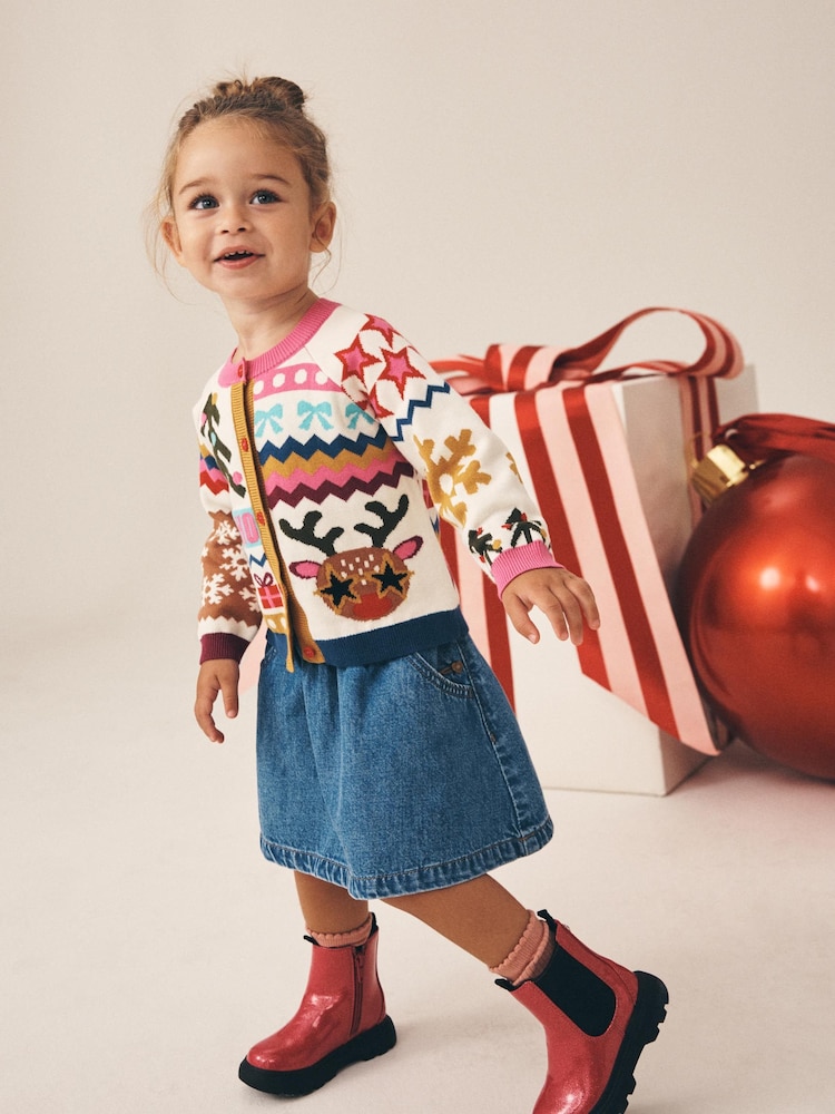 Reindeer Funky Christmas Cardigan (3mths-7yrs) - Image 1 of 9 Reindeer Funky Christmas Cardigan (3mths-7yrs) - Image 1 of 9
