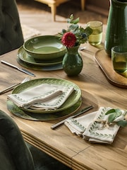Laura Ashley Set of 4 Green/White Embroidered Napkins - Image 1 of 4