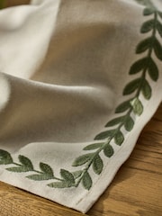 Laura Ashley Set of 4 Green/White Embroidered Napkins - Image 3 of 4