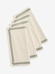 Laura Ashley Set of 4 Green/White Embroidered Napkins - Image 4 of 4
