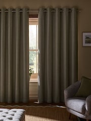 Brushed Mini Geo Blackout/Thermal Eyelet Curtains - صورة 2 من 5