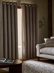 Brushed Mini Geo Blackout/Thermal Eyelet Curtains - صورة 3 من 5