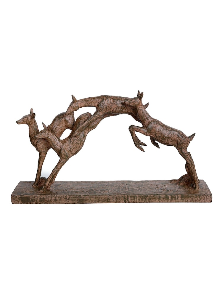 Libra Interiors Brown Rustic Woodland Leaping Fawns - Image 2 of 6