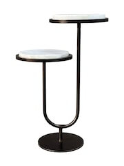 Libra Interiors White Marco Banswara Marble Accent Table - Image 2 of 5