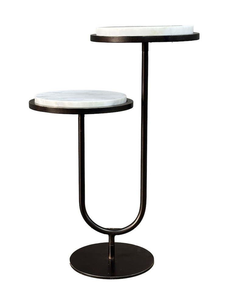 Libra Interiors White Marco Banswara Marble Accent Table - Image 2 of 5 Libra Interiors White Marco Banswara Marble Accent Table - Image 2 of 5