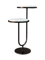 Libra Interiors White Marco Banswara Marble Accent Table - Image 3 of 5