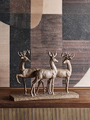 Libra Interiors Brown Rustic Woodland Trio of Stags - Image 1 of 6