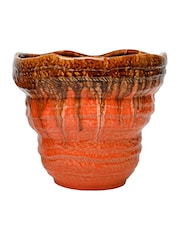 Libra Interiors Orange Ibiza Reactive Glaze Large Planter - Image 2 of 6
