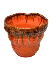Libra Interiors Orange Ibiza Reactive Glaze Large Planter - Image 3 of 6