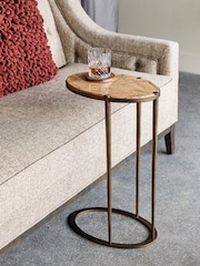 Libra Interiors Brown Iota Oval Marble Smoked Frame Accent Table - Image 1 of 4