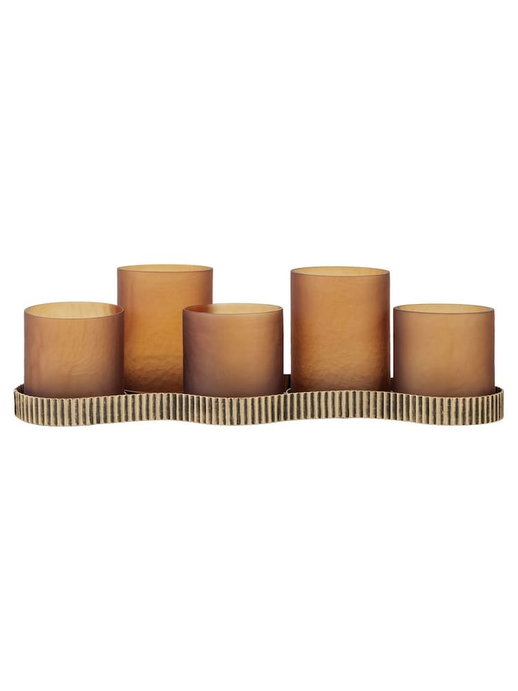 Libra Interiors Gold Belvedere Aged Gold 5 Light Candle Holder - Image 2 of 6