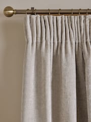 Natural Plush Chenille Blackout/Thermal Pencil Pleat Curtains - Image 1 of 5