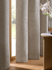 Natural Plush Chenille Blackout/Thermal Pencil Pleat Curtains - Image 4 of 5