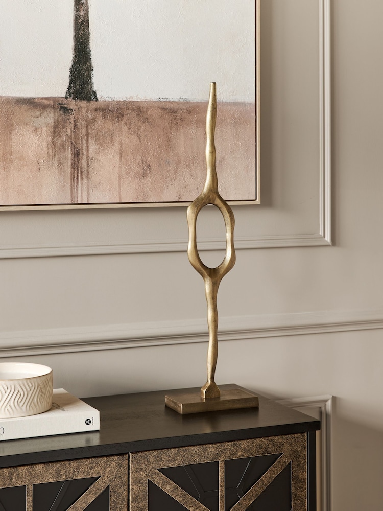 Libra Interiors Brass Small Woodbridge Aluminium Abstract Sculpture Ornament - Image 1 of 3 Libra Interiors Brass Small Woodbridge Aluminium Abstract Sculpture Ornament - Image 1 of 3