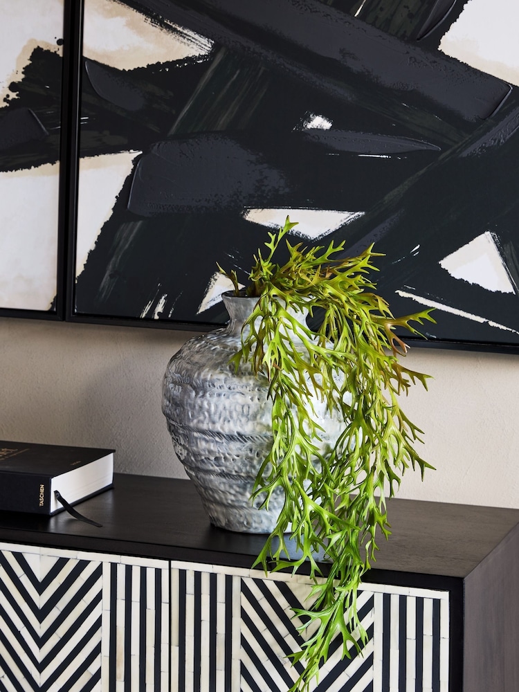 Libra Interiors White Medium Lunel Glazed Vase - Image 1 of 6