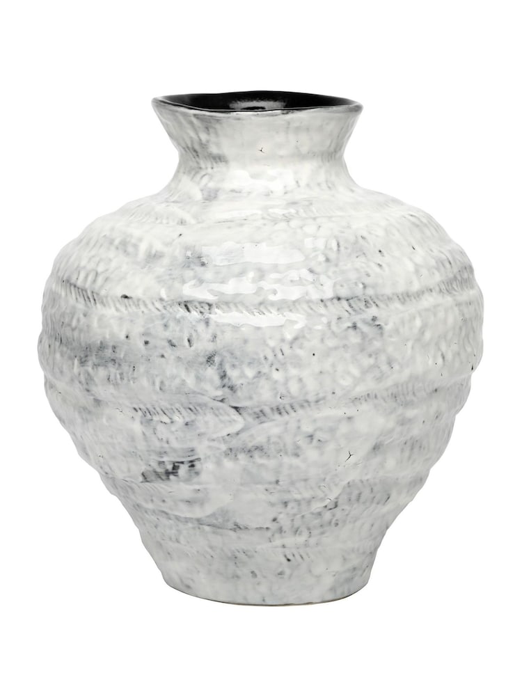 Libra Interiors White Medium Lunel Glazed Vase - Image 2 of 6