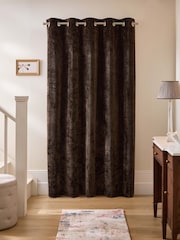 Chocolate Brown Plush Chenille Super Thermal Eyelet Door Curtain - Image 3 of 4