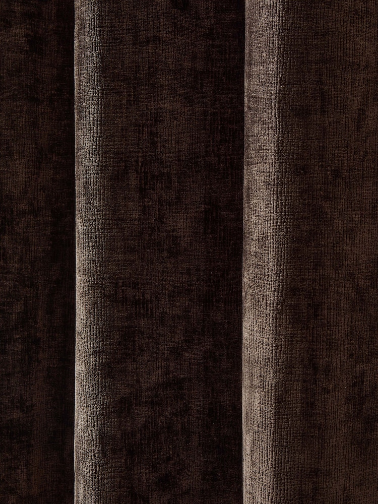 Chocolate Brown Plush Chenille Super Thermal Eyelet Door Curtain - Image 4 of 4