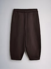 The Set 3 Piece Jersey Zip Through Bomber Short Sleeve Oversized T-Shirt and Barrel Jogger Set Chocolate Brown/Cream - Image 4 of 6