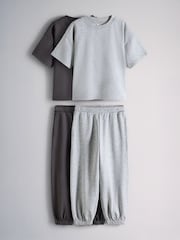 The Set 2 Pack Oversized Short Sleeve Crew and Relaxed Cuff Joggers Charcoal Grey/Grey Marl - Image 1 of 7