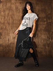 Rockett St George Black Animal Print Lace Trimmed Midi Skirt - Image 2 of 6