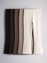 The Set 5 Pack Ribbed Flare Leggings Black/Brown/Cream - Image 1 of 8