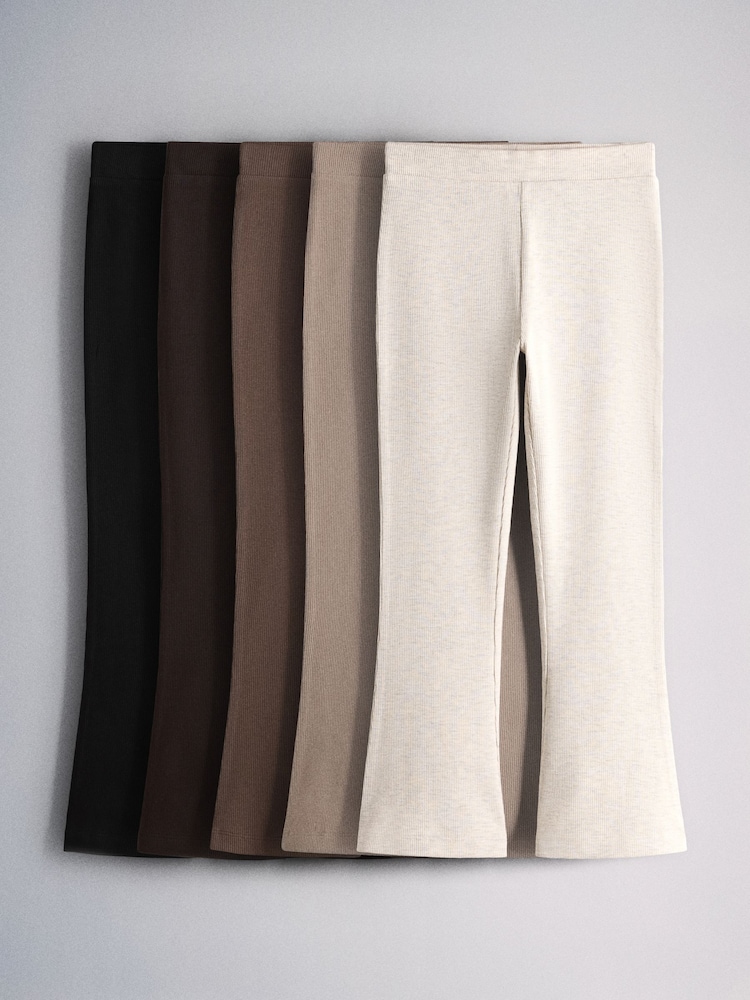 The Set 5 Pack Ribbed Flare Leggings Black/Brown/Cream - Image 1 of 8 The Set 5 Pack Ribbed Flare Leggings Black/Brown/Cream - Image 1 of 8