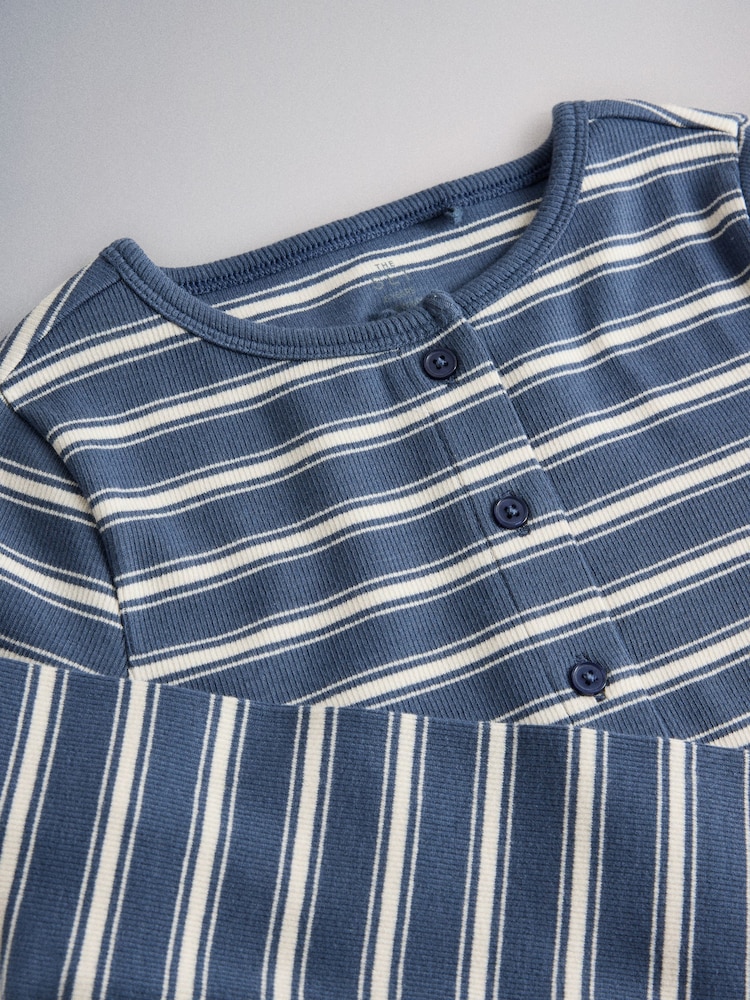 The Set 2 Pack Long Sleeve Rib Button Through Top and Short Pyjamas - 画像 12 / 12