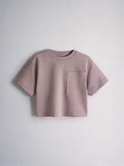 The Set Short Sleeve Interlock Jersey Pocket T-Shirt and Wide Leg Jogger Set Purple - Image 2 of 5