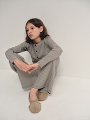 The Set Long Sleeve Rib Top and Wide Leg Lounge Set - Imagem 1 de 9