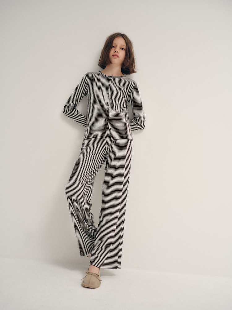 The Set Long Sleeve Rib Top and Wide Leg Lounge Set - Imagem 2 de 9 The Set Long Sleeve Rib Top and Wide Leg Lounge Set - Imagem 2 de 9