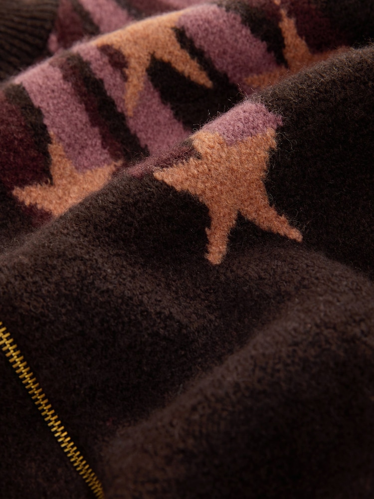 Rockett St George Chocolate Brown Knitted Star Bomber Jacket - Image 2 of 3