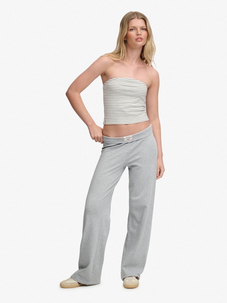 Superdry Grey Ath Ess Fold Over Joggers - Image 1 of 7