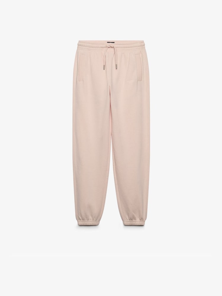 Superdry Pink Signature Emb Cuffed Joggers - Image 1 of 3
