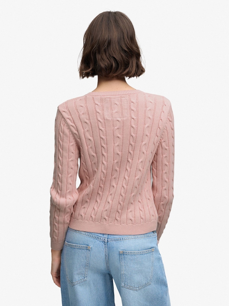 Superdry Pink Essentials Cable Jumper - Image 2 of 7