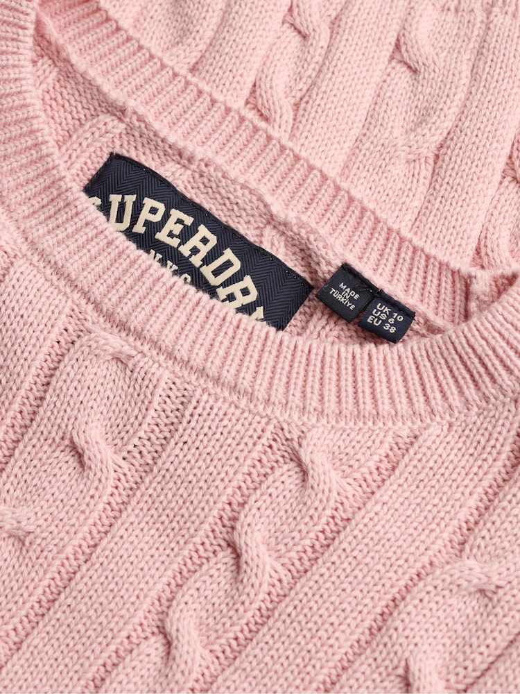 Superdry Pink Essentials Cable Jumper - Image 7 of 7