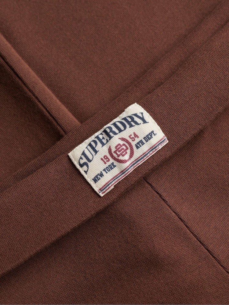 Superdry Brown Athletic Essentials Fold Over Joggers - Image 7 of 7 Superdry Brown Athletic Essentials Fold Over Joggers - Image 7 of 7