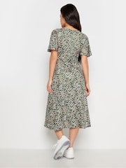 PixieGirl Petite Green Flutter Sleeve Midi Dress - Image 2 of 4