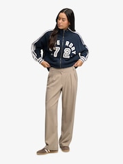 Superdry Brown Mid Rise Pinstripe Trousers - Image 1 of 7