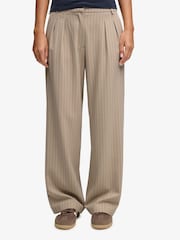 Superdry Brown Mid Rise Pinstripe Trousers - Image 4 of 7