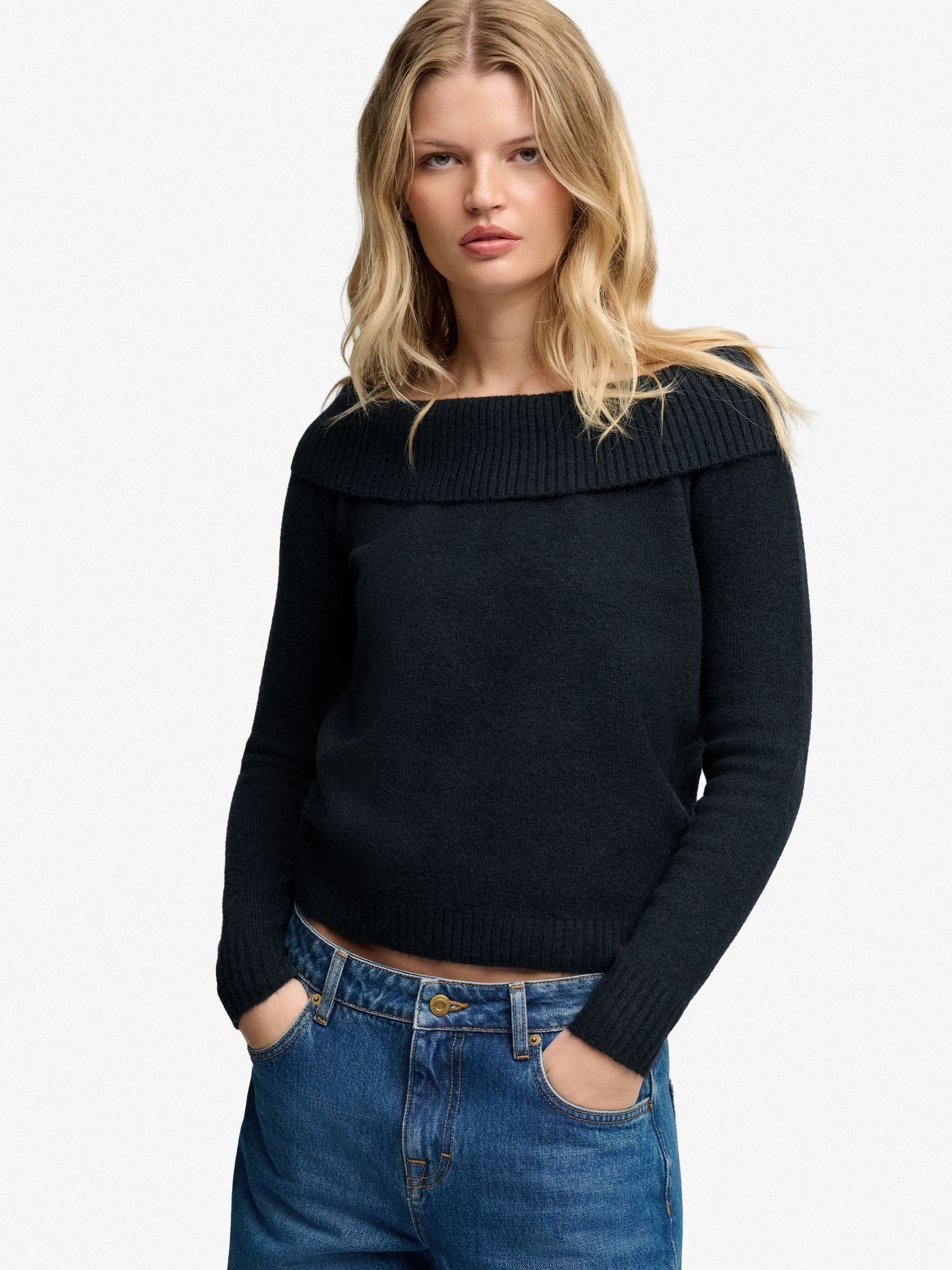 Superdry Women's Bleu Bardot Knit Jumper For - Image 2