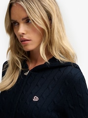 Superdry Blue Cotton Cable Hoodie - Image 3 of 8